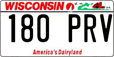 WI license plate 180PRV