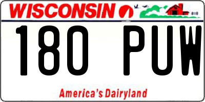 WI license plate 180PUW