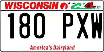 WI license plate 180PXW