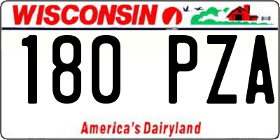 WI license plate 180PZA