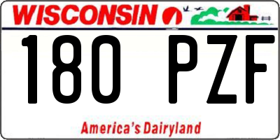 WI license plate 180PZF