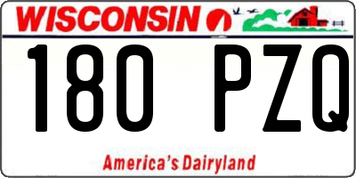 WI license plate 180PZQ