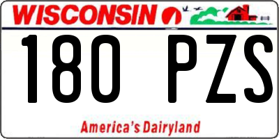 WI license plate 180PZS