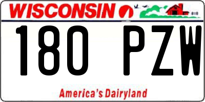 WI license plate 180PZW