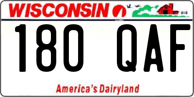 WI license plate 180QAF