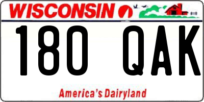 WI license plate 180QAK