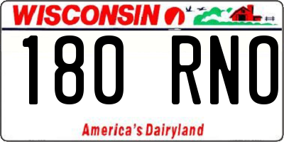WI license plate 180RNO