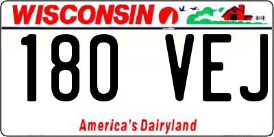 WI license plate 180VEJ