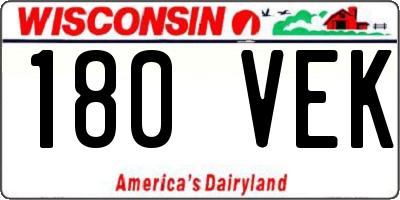 WI license plate 180VEK