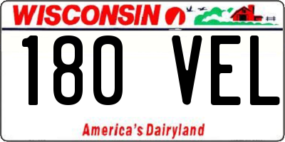 WI license plate 180VEL
