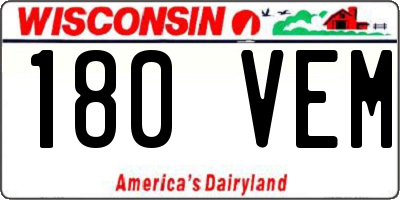 WI license plate 180VEM