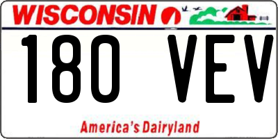 WI license plate 180VEV