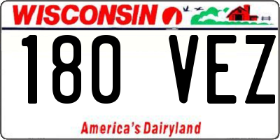 WI license plate 180VEZ