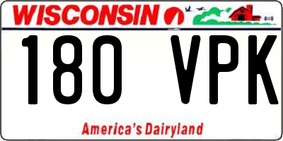WI license plate 180VPK