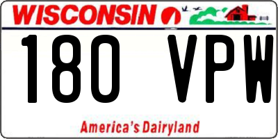 WI license plate 180VPW
