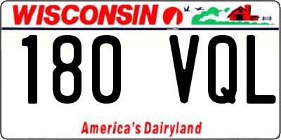 WI license plate 180VQL