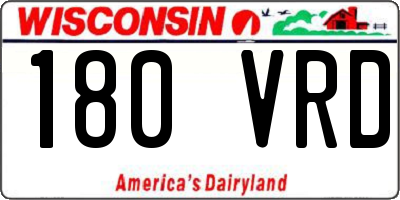 WI license plate 180VRD