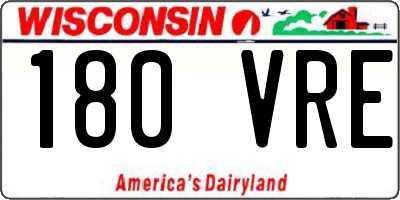 WI license plate 180VRE