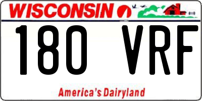 WI license plate 180VRF