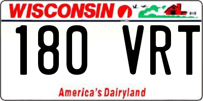WI license plate 180VRT