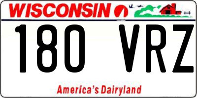 WI license plate 180VRZ