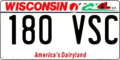 WI license plate 180VSC
