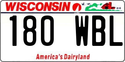 WI license plate 180WBL