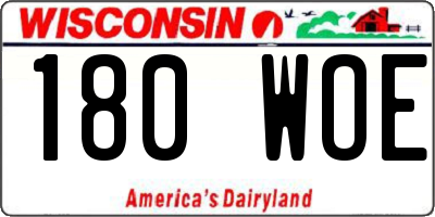 WI license plate 180WOE