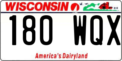 WI license plate 180WQX