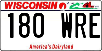 WI license plate 180WRE