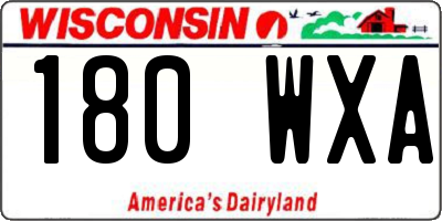 WI license plate 180WXA