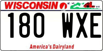 WI license plate 180WXE