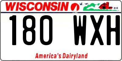 WI license plate 180WXH