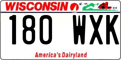 WI license plate 180WXK