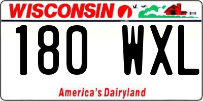 WI license plate 180WXL