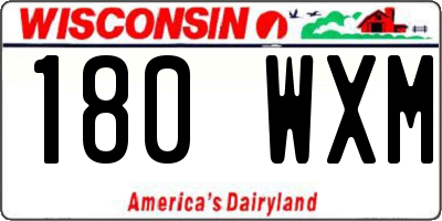 WI license plate 180WXM