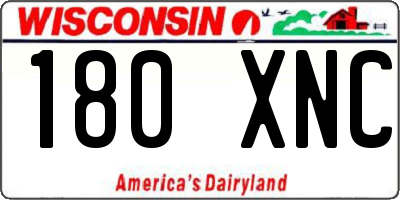 WI license plate 180XNC