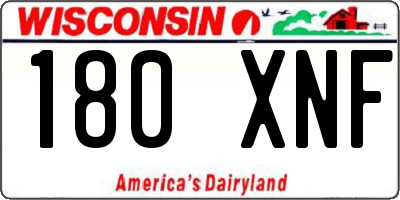 WI license plate 180XNF