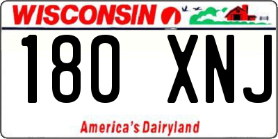 WI license plate 180XNJ