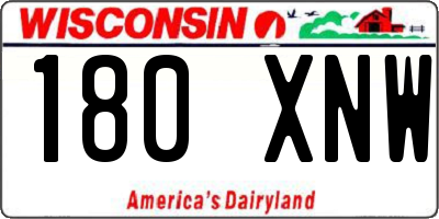 WI license plate 180XNW