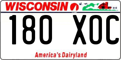 WI license plate 180XOC