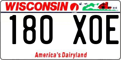 WI license plate 180XOE