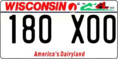 WI license plate 180XOO