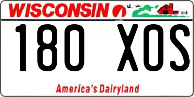WI license plate 180XOS