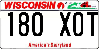 WI license plate 180XOT
