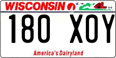 WI license plate 180XOY