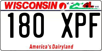 WI license plate 180XPF
