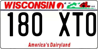 WI license plate 180XTO