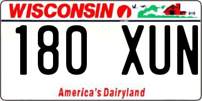WI license plate 180XUN