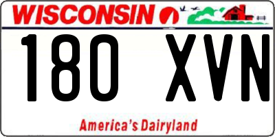 WI license plate 180XVN